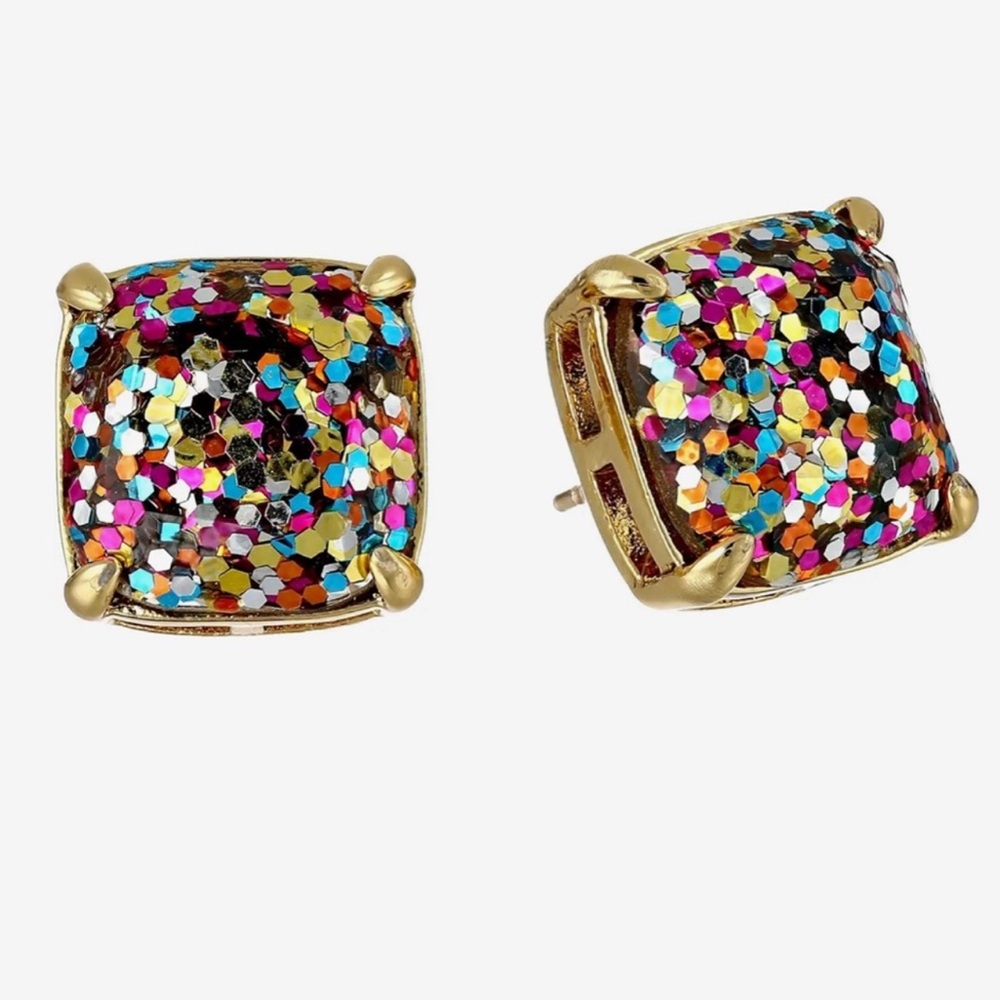 Kate Spade Glitter Crystal Square Stud Earrings